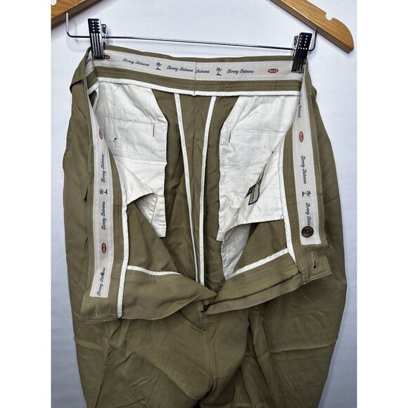 TOMMY BAHAMA Men's 35 100% SILK‎ Khaki Pants Straight Pleated Casual Dress Relax - Picture 5 of 8